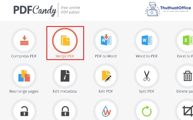 Ghép file PDF online với PDFCandy