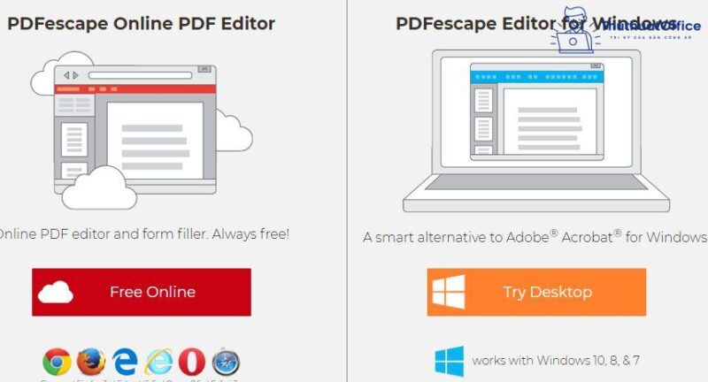 Chỉnh sửa file PDF online với PDFEscape