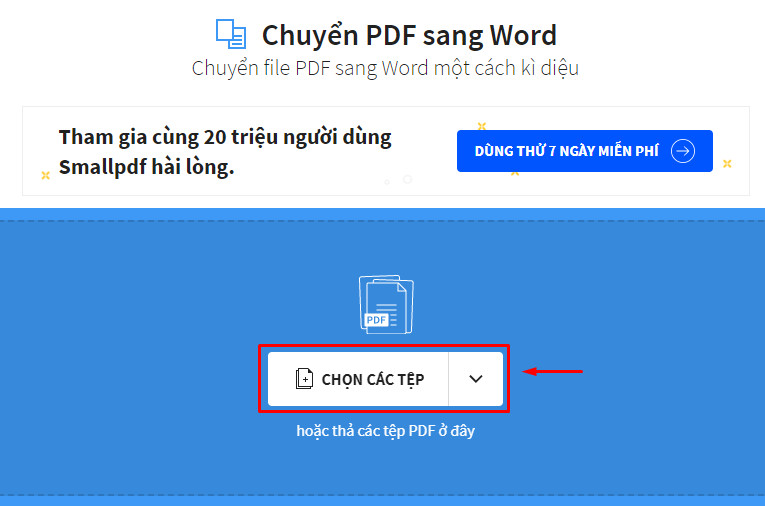 Chọn file PDF cần chuyển đổi