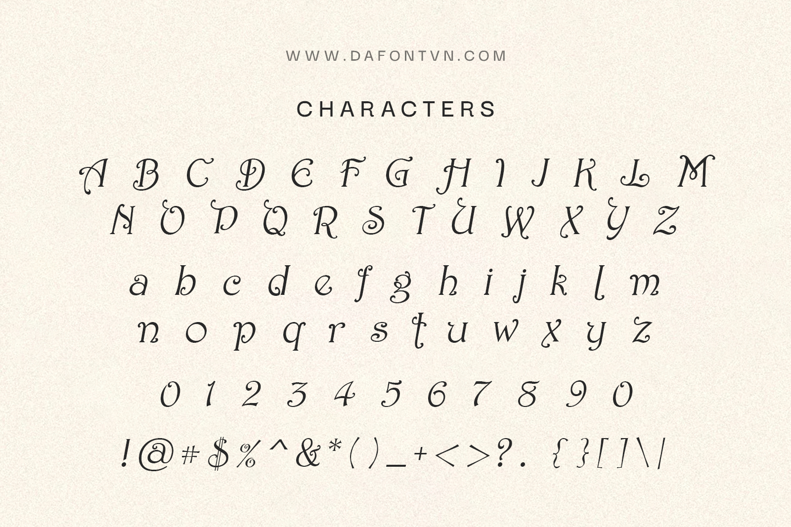 Alvens Font - Characters