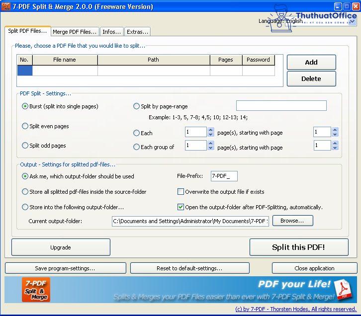 Phần mềm cắt ghép file PDF - 7-PDF split & merge