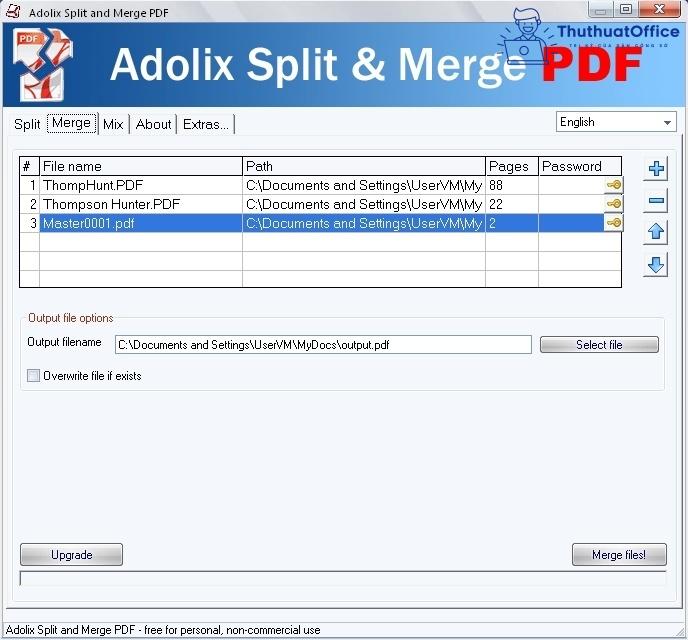 Phần mềm ghép file PDF - Adolix Split