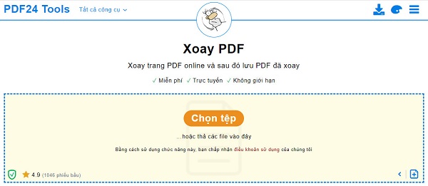 Xoay file PDF bằng PDF24 Tools