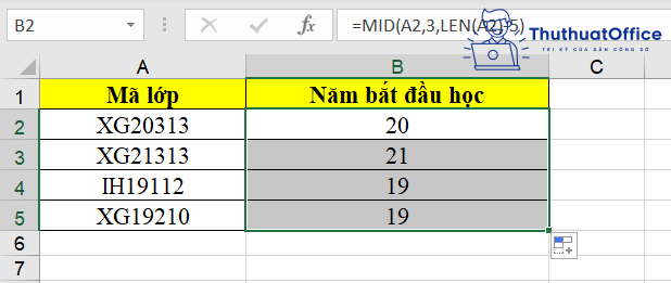 hàm LEN trong Excel